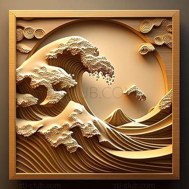 3D model great wave (STL)